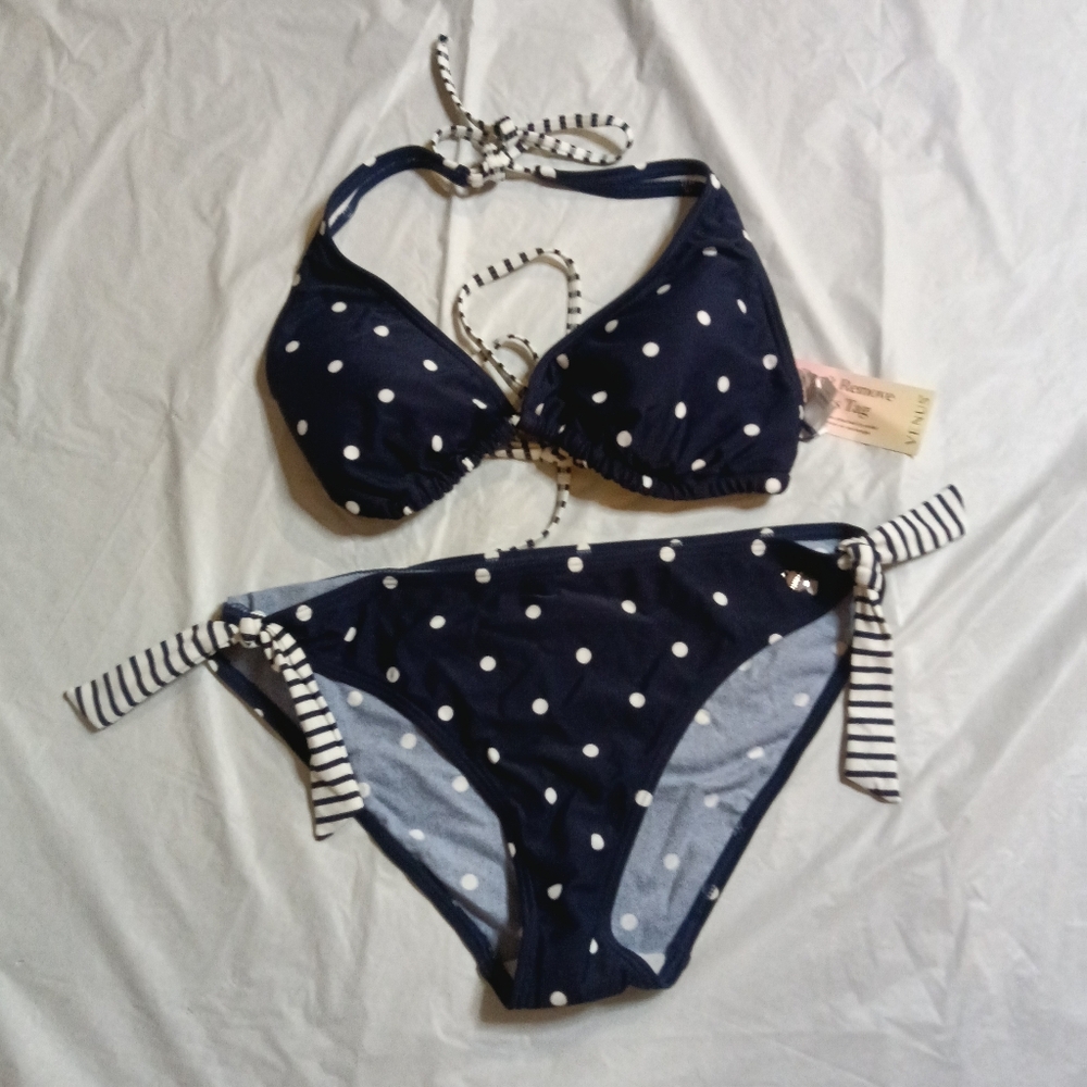 Venus Lascana Dot Tie Side Bottom & Triangle Top Size 8 NWT - Picture 2 of 8